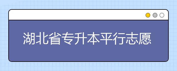 湖北省专升本平行志愿填报录取规则，一文看懂！