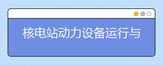 核电站动力设备运行与维护
