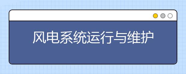 风电系统运行与维护